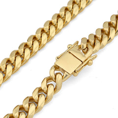 Mens 8MM Stainless Steel Gold Plated Cuban Link Chain 20 Inches 59.9gms Necklace