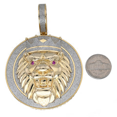 10k Yellow Gold 3CTW Natural Diamond Crown Lion Head Pendant 43.6gms Mens Charm