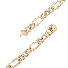 10k Yellow Gold 7.50CTW Pure Diamond 5.5MM ICED Figaro Chain 20In 19.6g Necklace