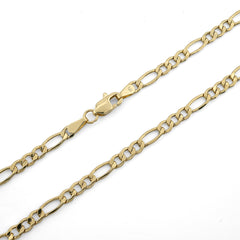 4MM 10k Yellow Gold Unisex Adults 3.4 grams Figaro Chain Necklace - 20 Inches