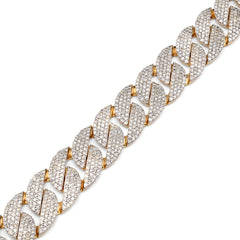 12MM 10k Yellow Gold 27.9g 7.5CTW Natural Diamond 8 Inch Cuban Link Men Bracelet