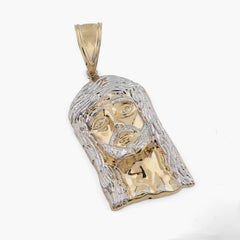 1/10th 10k Gold Bonded 925 Silver Jesus Head 2 Tone Pendant Mens 4.3gms Charm