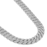 11MM 925 Sterling Silver 16.875CT Baguette Centre Natural Diamond 22" Cuban Link Chain 96.6gm Mens Necklace