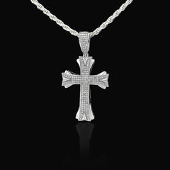 10k White Gold 0.5CT Natural Diamond ICED OUT Cross Pendant 5.7g Spiritual Charm