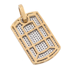 10k Yellow Gold 0.65CTW Natural Pave-Set Diamond Dog Tag Pendant 4.1g Mens Charm