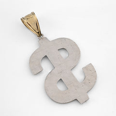 1/10th 10k Gold Bonded 925 Two Tone "$" Dollar Symbol Pendant 3.8g Charm For Men