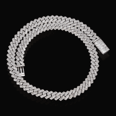 12MM 10k White Gold 16-5/8CTW Diamond Cuban Mens Necklace 165gms 22Inch Chain