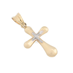 Two Tone 1/10th 10k Gold Bonded 925 Puffy Cross Pendant 0.8gms Religious Charm