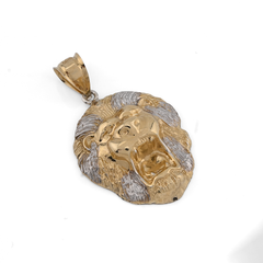 1/10th 10k Gold Bonded 925 Diamond Cut 3D Two Tone Lion Head Pendant 2.3g Charm