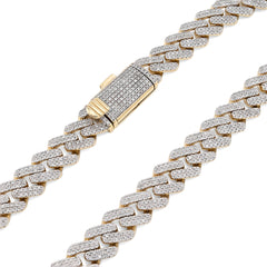 11MM 10k Yellow Gold 6.74CTW Natural Diamond Prong Cuban Chain 63.9gms Necklace