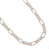 10k Yellow Gold 7.50CTW Pure Diamond 5.5MM ICED Figaro Chain 20In 19.6g Necklace