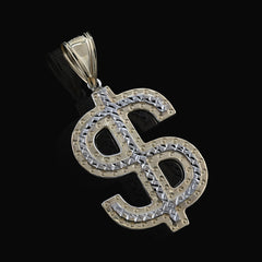 1/10th 10k Gold Bonded 925 Two Tone "$" Dollar Symbol Pendant 3.8g Charm For Men