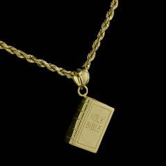 10k Yellow Gold Holy Bible Pendant 2.5g Religious Charm For Mens Womens