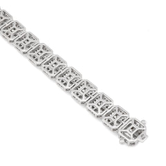 10k White Gold 8MM 31.7gms 5.67CTW Round/Baguette Diamond Square Tennis Bracelet
