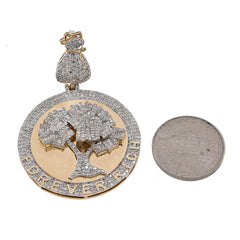 10k Yellow Gold 3.5CTW Round/Baguette Diamond "Forever Rich" Tree Pendant 15.4gm