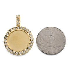 10k Yellow Gold 0.24CT Natural Diamond Round Medallion Memory Pendant 3.8g Charm