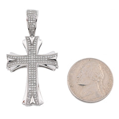 10k White Gold 0.5CT Natural Diamond ICED OUT Cross Pendant 5.7g Spiritual Charm