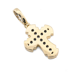 10k Yellow Gold Cross Pendant 0.43CTW Natural Round/Baguette Diamond 4gms Charm