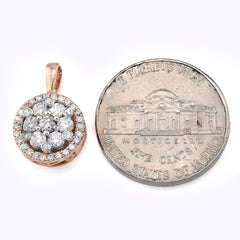 10k Rose Gold 1CTW Natural Diamond Flower Cluster Round Pendant 1.6g Women Charm