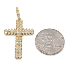 Pure 10k Yellow Gold 1.2CTW Natural Diamond Cluster Cross Pendant 2.2gms Charm