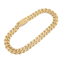 8MM 10k Yellow Gold 17.2g 3.8CTW Natural Diamond Cuban Link Mens Bracelet 8 Inch