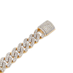 8MM 10k Yellow Gold 17.2g 3.8CTW Natural Diamond Cuban Link Mens Bracelet 8 Inch