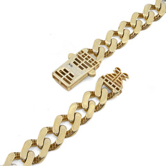 12MM 1/10th 10k Yellow Gold Bonded 925 Cuban Link Chain 22 Inch 42.3gms Necklace