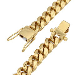 Mens 8MM Stainless Steel Gold Plated Cuban Link Chain 20 Inches 59.9gms Necklace