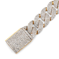 12MM 10k Yellow Gold 27.9g 7.5CTW Natural Diamond 8 Inch Cuban Link Men Bracelet