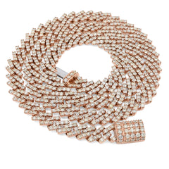 10k Rose Gold 62.4g 18CTW Natural Diamond 8MM Cuban Link Chain 21 Inch Necklace