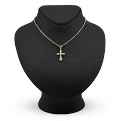 Two Tone 1/10th 10k Gold Bonded 925 Silver Diamond Cut Cross Pendant 0.7gm Charm