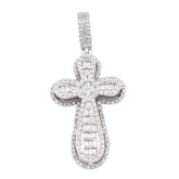 10k White Gold 0.7CTW Pure Round/Baguette Diamond ICED Cross Pendant 4.7gm Charm