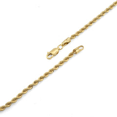 Bonded Rope Chain 4MM Real 1/10th 10k Yellow Gold 925 Silver 22In 4.3gm Necklace