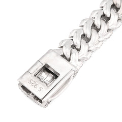 10MM 925 Sterling Silver 39.8gm 6.31CTW Natural Diamond Snake Cuban 8In Bracelet