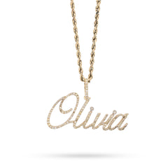 Fine 10k Yellow Gold 1CTW Natural Diamond Name "Olivia" Letter Pendant 3g Charm