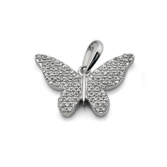 10k White Gold 0.26CTW Natural Diamond Butterfly Pendant 1.4g Womens Charm