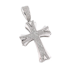 10k White Gold 0.5CT Natural Diamond ICED OUT Cross Pendant 5.7g Spiritual Charm