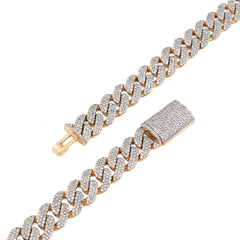 8MM 10k Yellow Gold 9.5CTW Natural Diamond 22In Cuban Link Chain 54.6gm Necklace