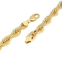 Solid Real 8MM 14k Yellow Gold Rope Chain 26 Inches 182 grams Necklace For Mens