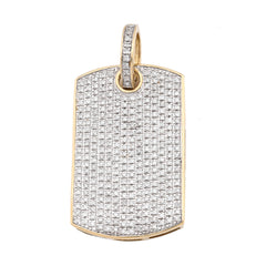 10k Yellow Gold 0.65CTW Natural Pave-Set Diamond Dog Tag Pendant 4.1g Mens Charm