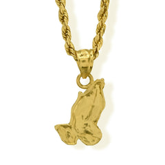 Pure 10k Yellow Gold Religious Praying Hands Pendant 1.1g Unisex Charm