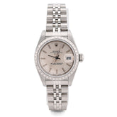 Rolex 26MM Datejust All Steel White Face Engine Turned Bezel 79240 Watch