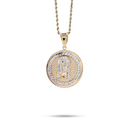 10k Yellow/White Gold Jesus Head Diamond Cut Round Pendant 5.2g Religious Charm