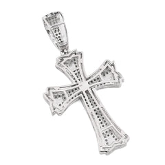 10k White Gold 0.5CT Natural Diamond ICED OUT Cross Pendant 5.7g Spiritual Charm