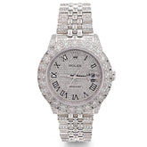 Rolex Datejust 36MM All White Bussdown 11.98CT Natural Diamond Flower Cluster Bezel Jubilee Watch