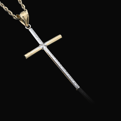 1/10th 10k Gold Bonded 925 Two Tone Thin Diamond Cut Cross Pendant 1.4gms Charm