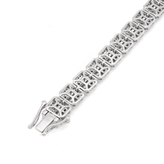 10k White Gold 8MM 31.7gms 5.67CTW Round/Baguette Diamond Square Tennis Bracelet
