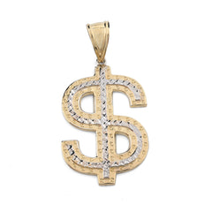 1/10th 10k Gold Bonded 925 Two Tone "$" Dollar Symbol Pendant 3.8g Charm For Men