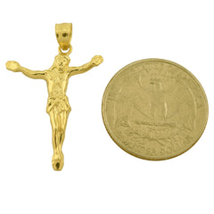 10k Yellow Gold Diamond-Cut Unisex Anchor Cross Crucifix Pendant 1.3g Charm