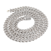 8MM 10k White Gold 13CTW Natural Diamond Cuban Chain Mens 22" Necklace 60gm
